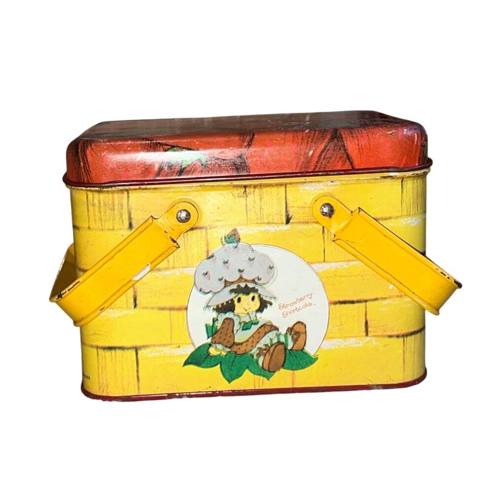 Vintage 1980s Strawberry Shortcake American Greetings Metal Lunchbox With Handle